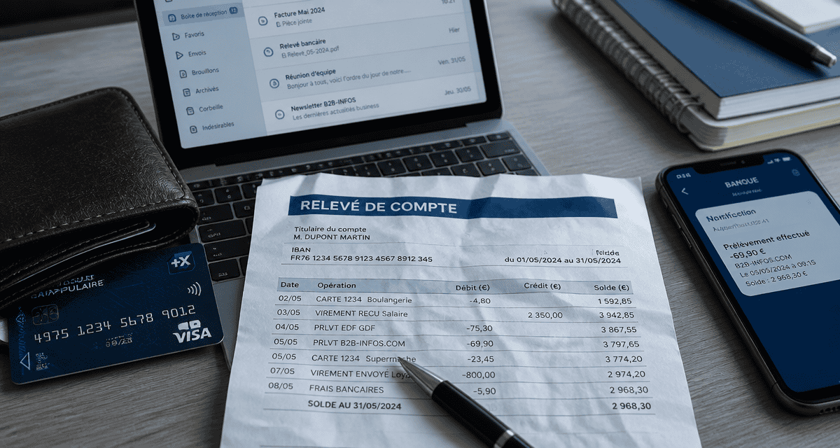 b2b infos relevé bancaire stylo