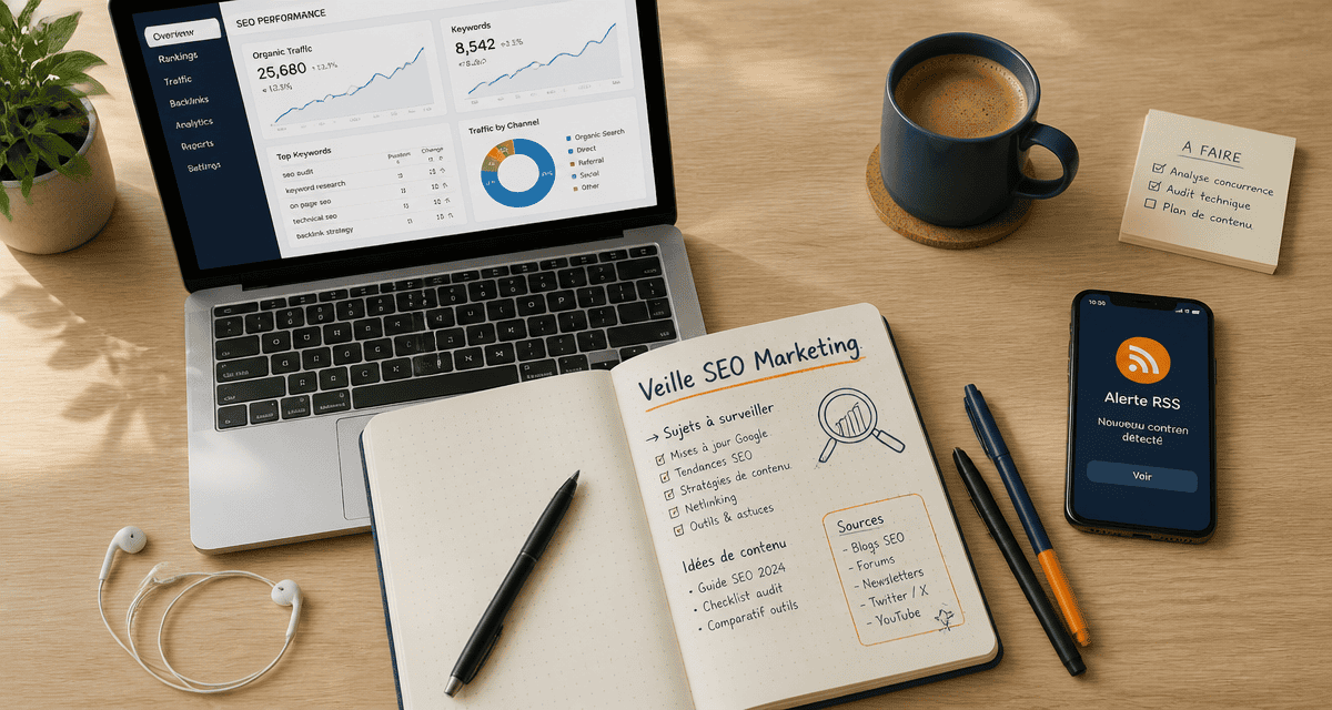 blog seo marketing veille sur bureau