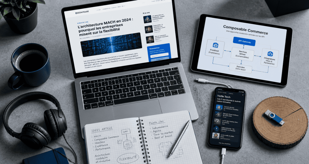 blog technologie bureau moderne vu du dessus