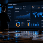 business intelligence business intelligence business intelligence dirigeant devant tableau de bord