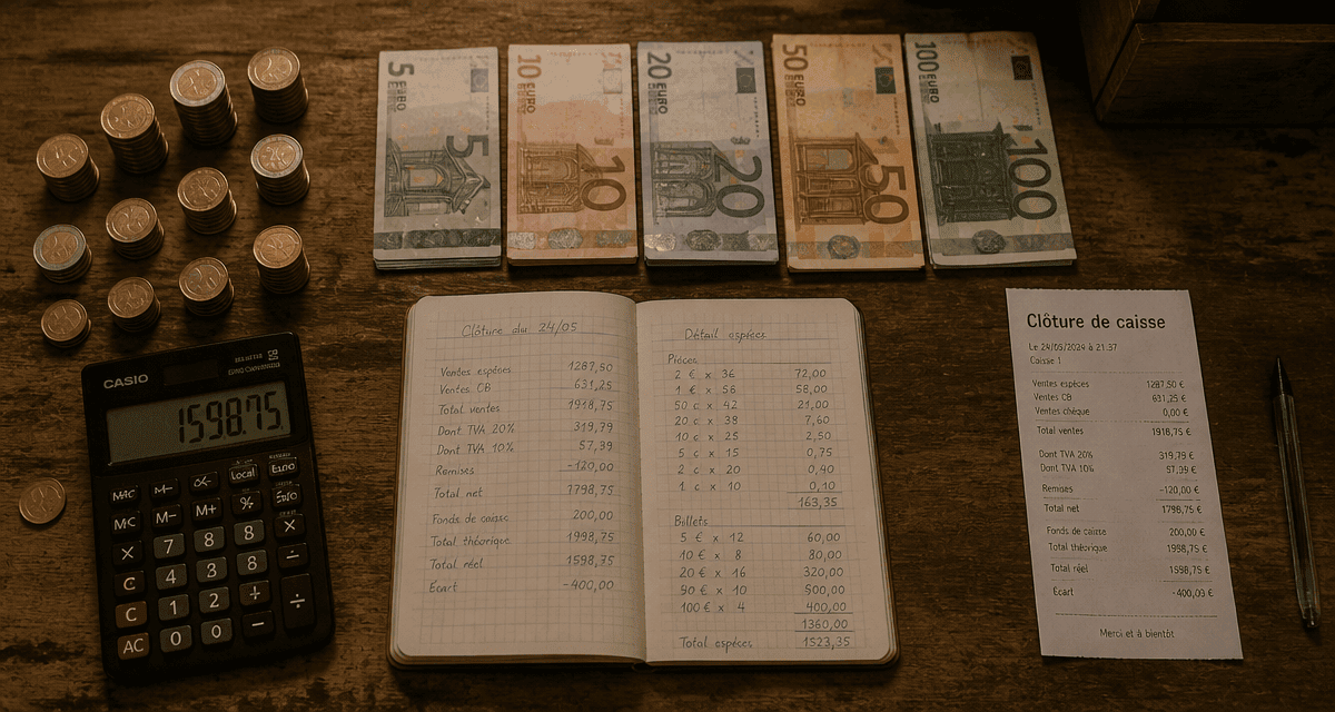 comptage caisse billets pièces ticket Z