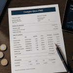 Vue d’un bureau avec compte titre entreprise et documents financiers