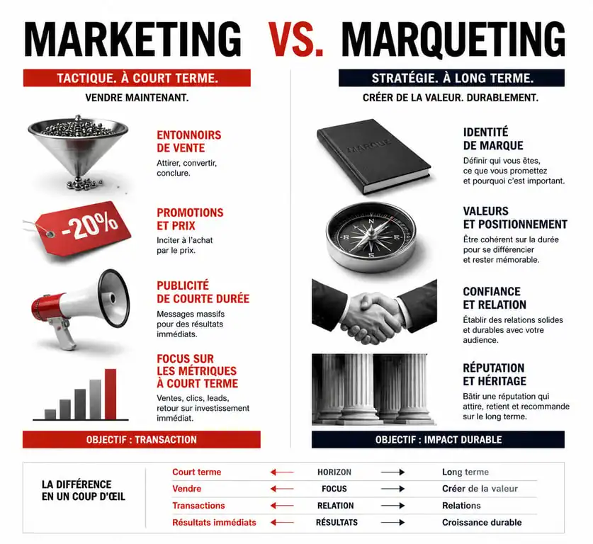 Comparatif visuel entre marketing opérationnel et marqueting stratégique
