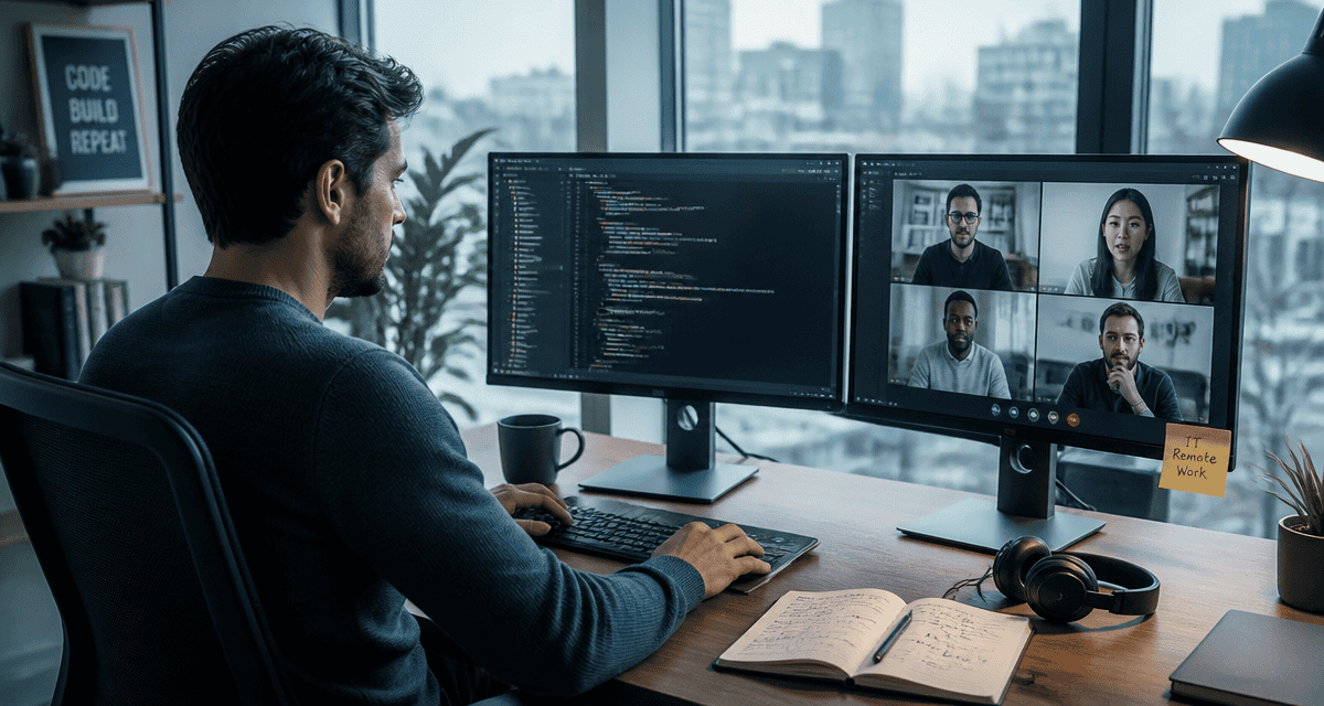 it remote work développeur bureau double écran