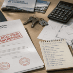 Local pour entreprise : contrat et clés sur bureau