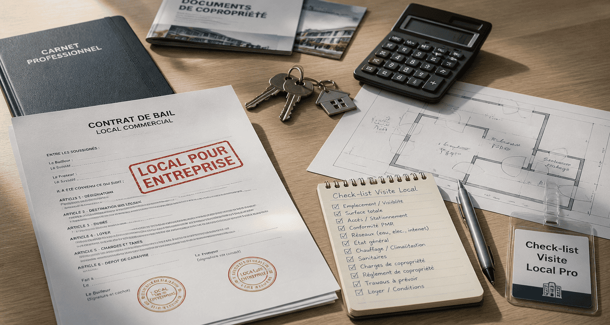Local pour entreprise : contrat et clés sur bureau