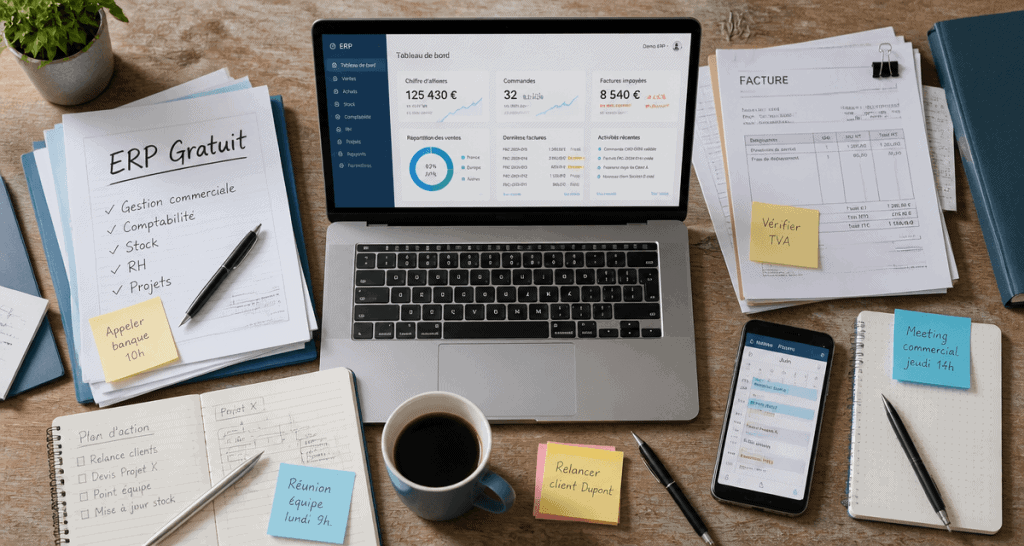 logiciel erp gratuit sur bureau moderne