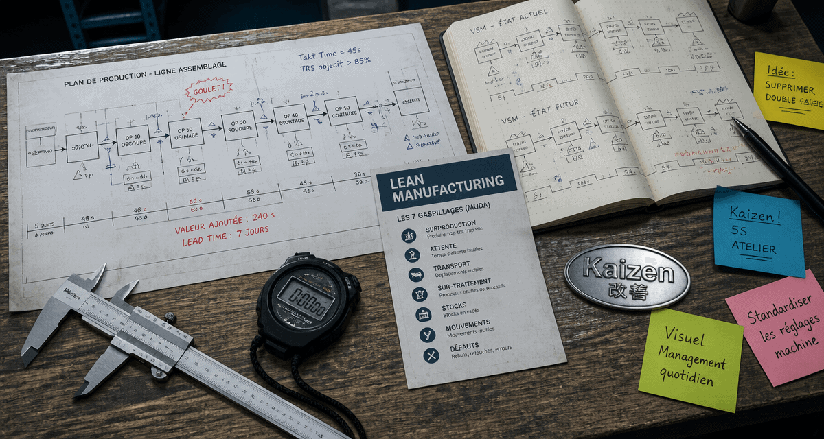 Management lean manufacturing bureau industriel outils