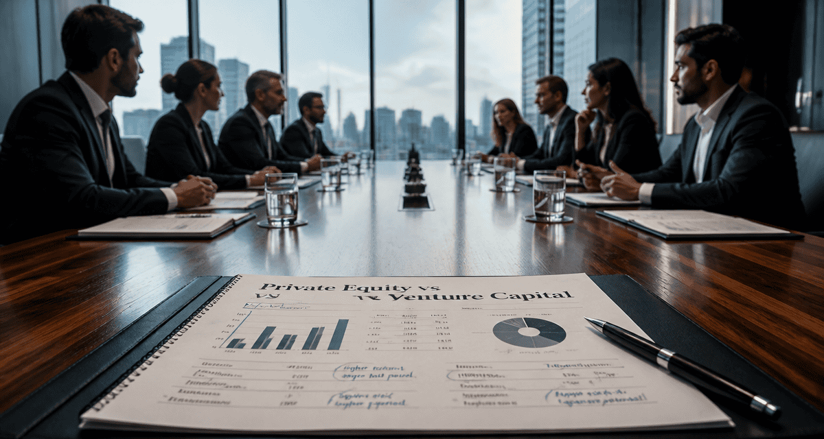 Private equity vs venture capital en salle de réunion