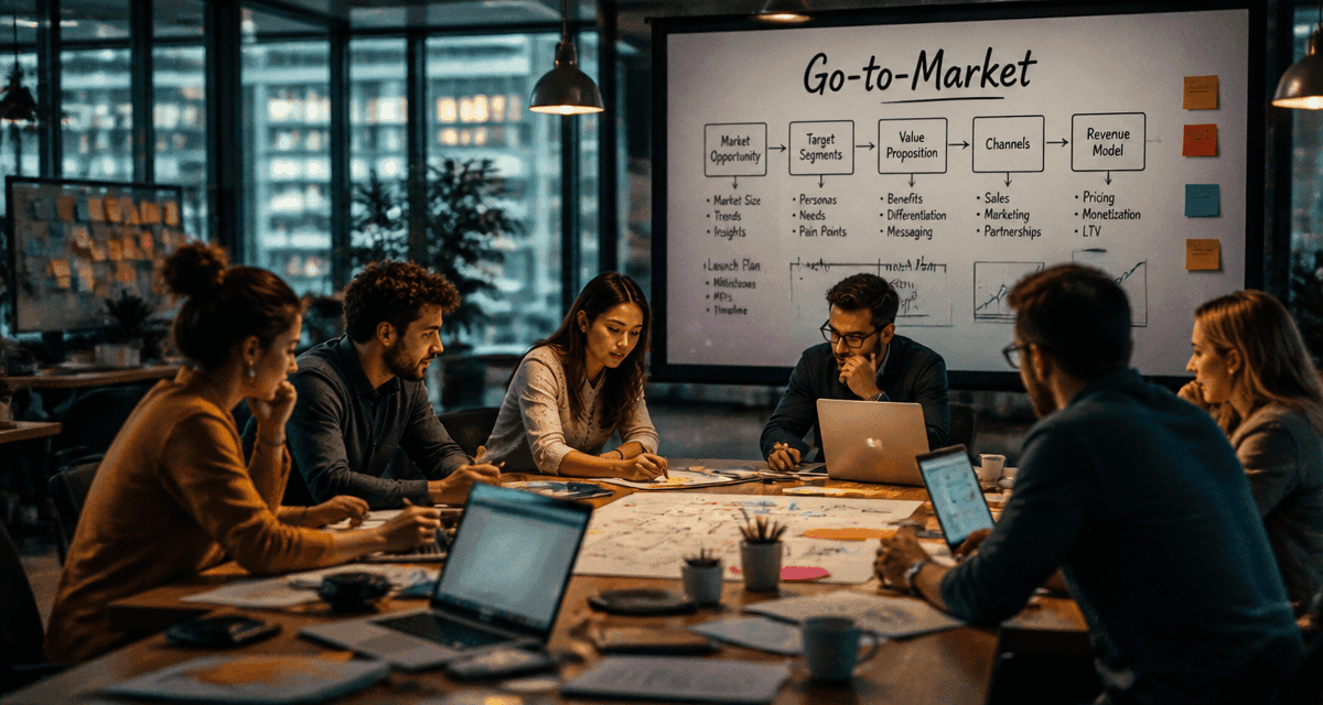 équipe en réunion pour stratégie go to market