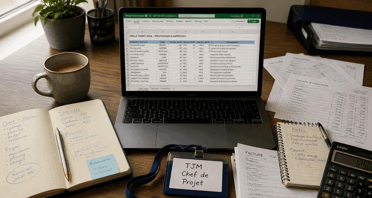 tjm chef de projet tableau excel bureau