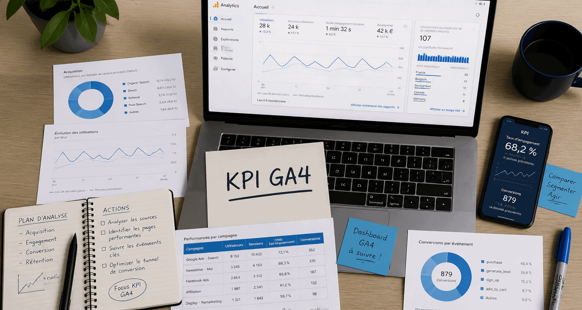 website kpi google analytics sur bureau moderne