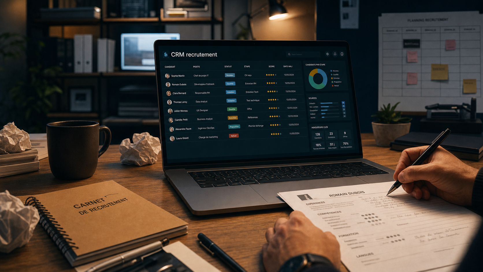 CRM recrutement : tableau candidats et pipeline pour recruter activement
