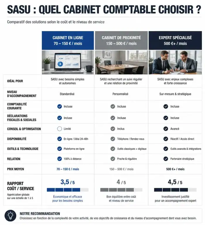 Comparatif des offres d'expert comptable pour SASU : tarifs et services