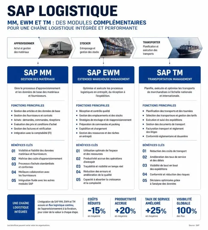 Comparatif des modules du logiciel logistique SAP pour la gestion de la supply chain
