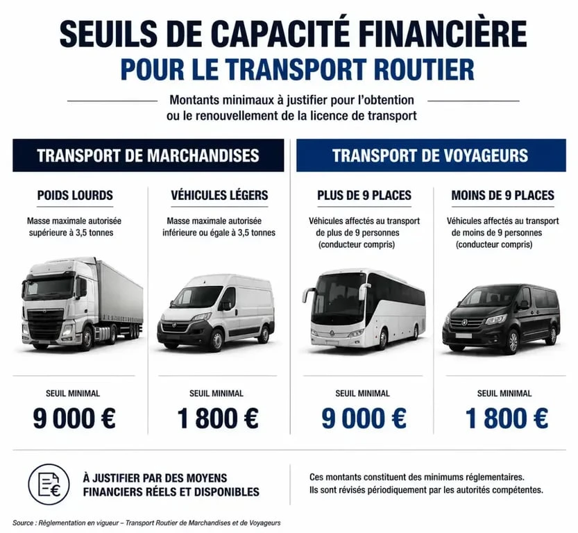 Infographie des seuils de capacité financière pour le transport routier