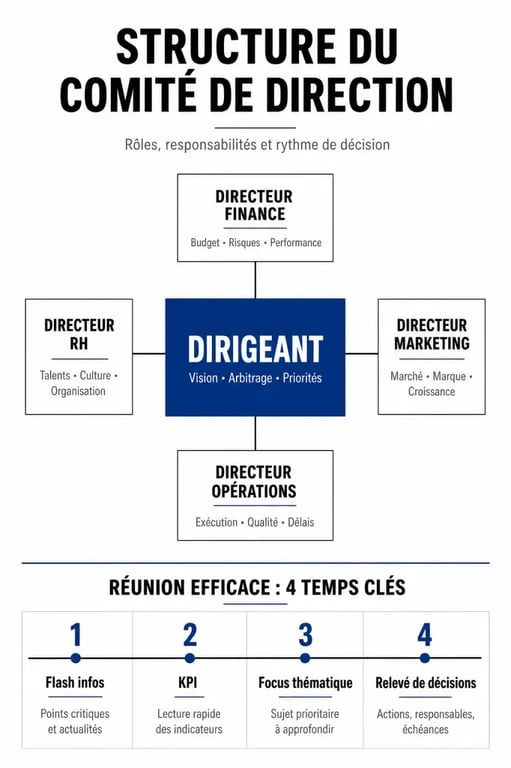 Schéma de composition et organisation d'un comité de direction efficace