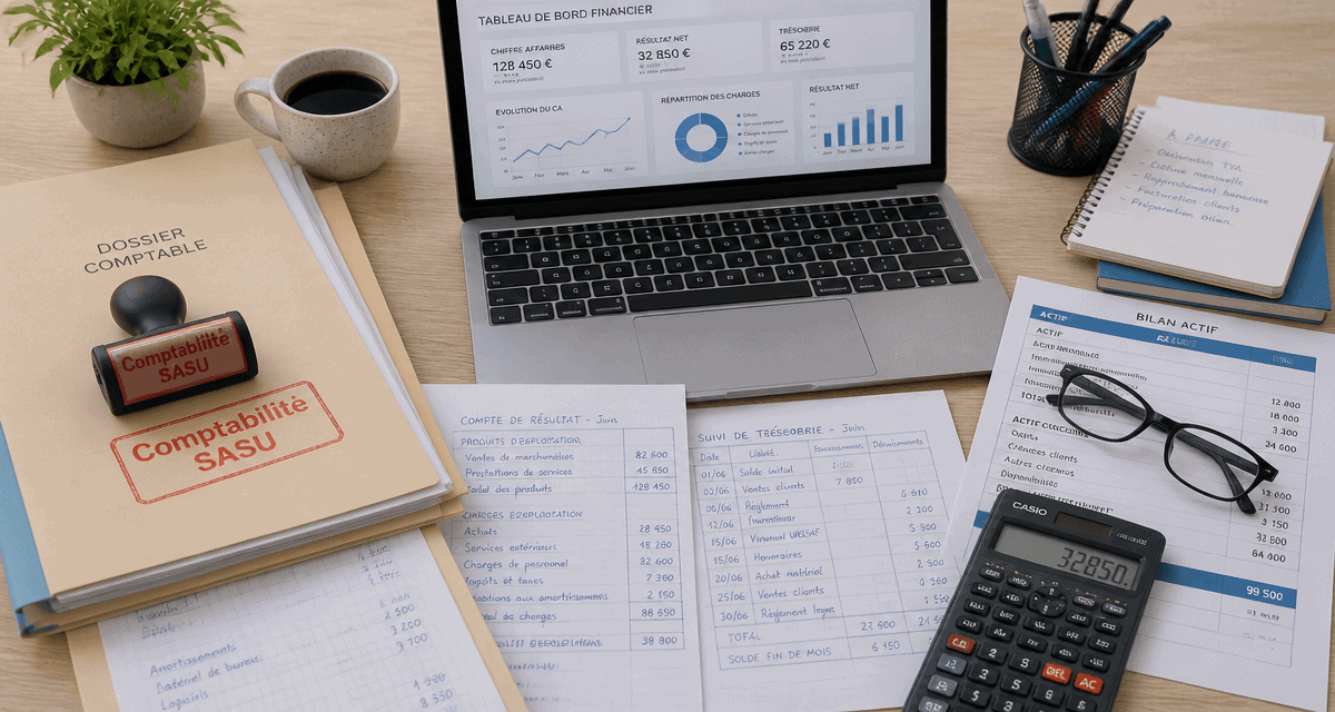expert comptable sasu documents et ordinateur