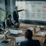 hiérarchie dans une entreprise réunion autour d'un organigramme