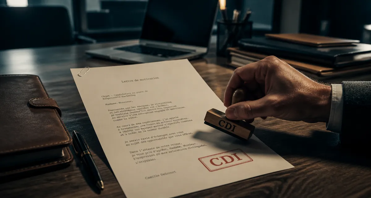 Lettre de motivation cdi : tampon CDI sur une lettre
