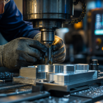 Métier fraiseur : fraiseur CNC ajustant une pièce en aluminium, atelier d’usinage