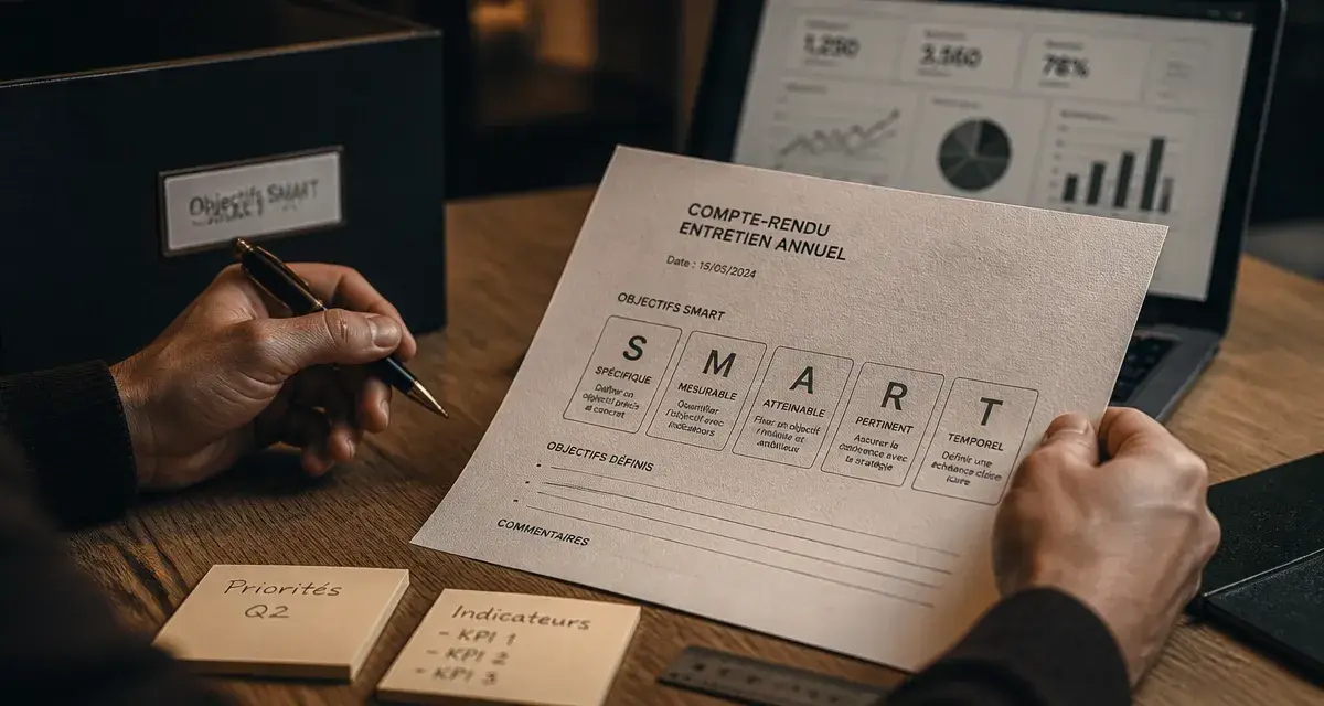 Objectifs entretien annuel : indicateurs SMART sur papier