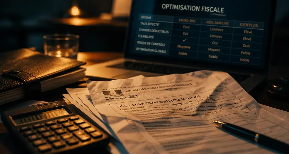 Optimisation fiscale définition : documents fiscaux et calculatrice sur bureau