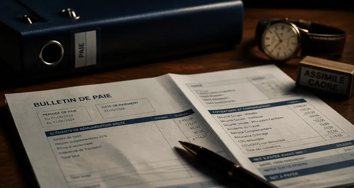 Cadre assimilé : bulletin de paie, prévoyance et avantages
