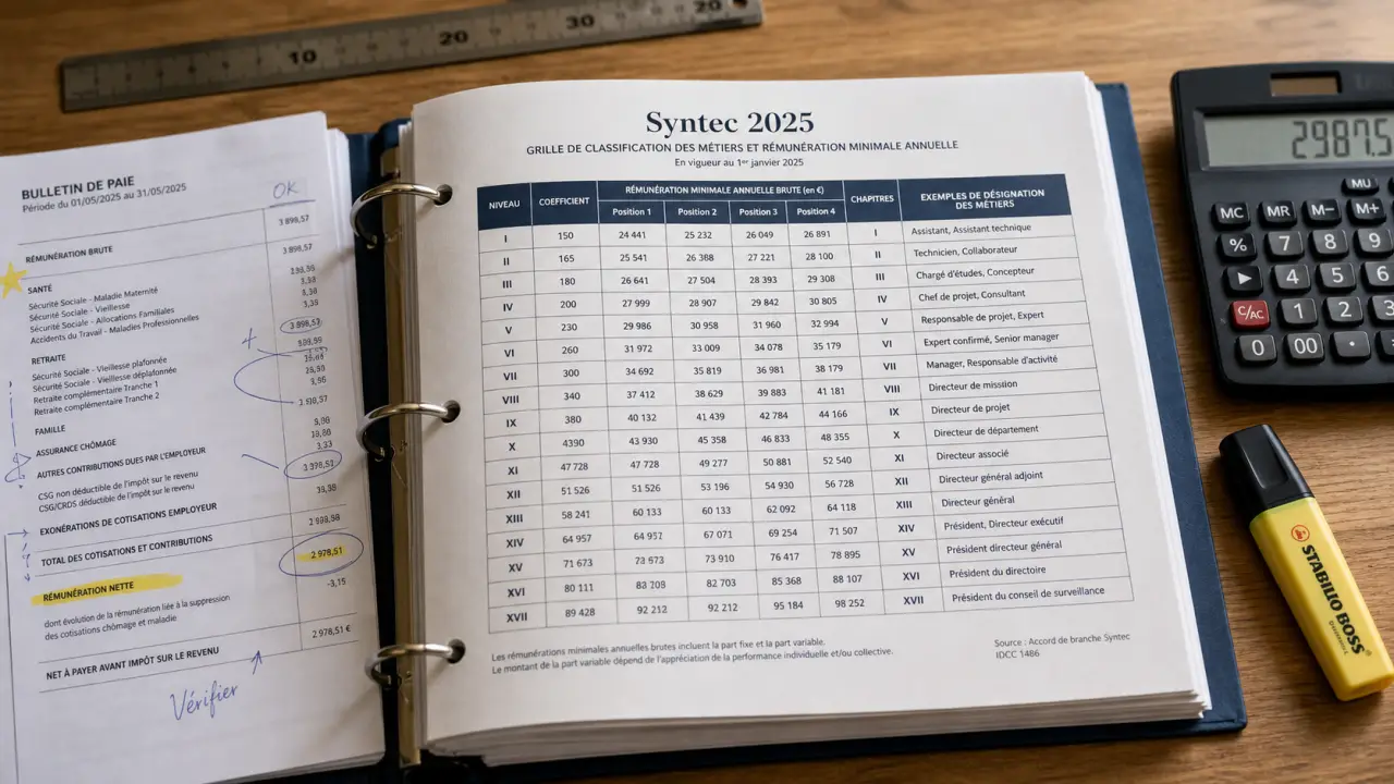 Coefficient syntec 2025 : grille salaires RH et calculs