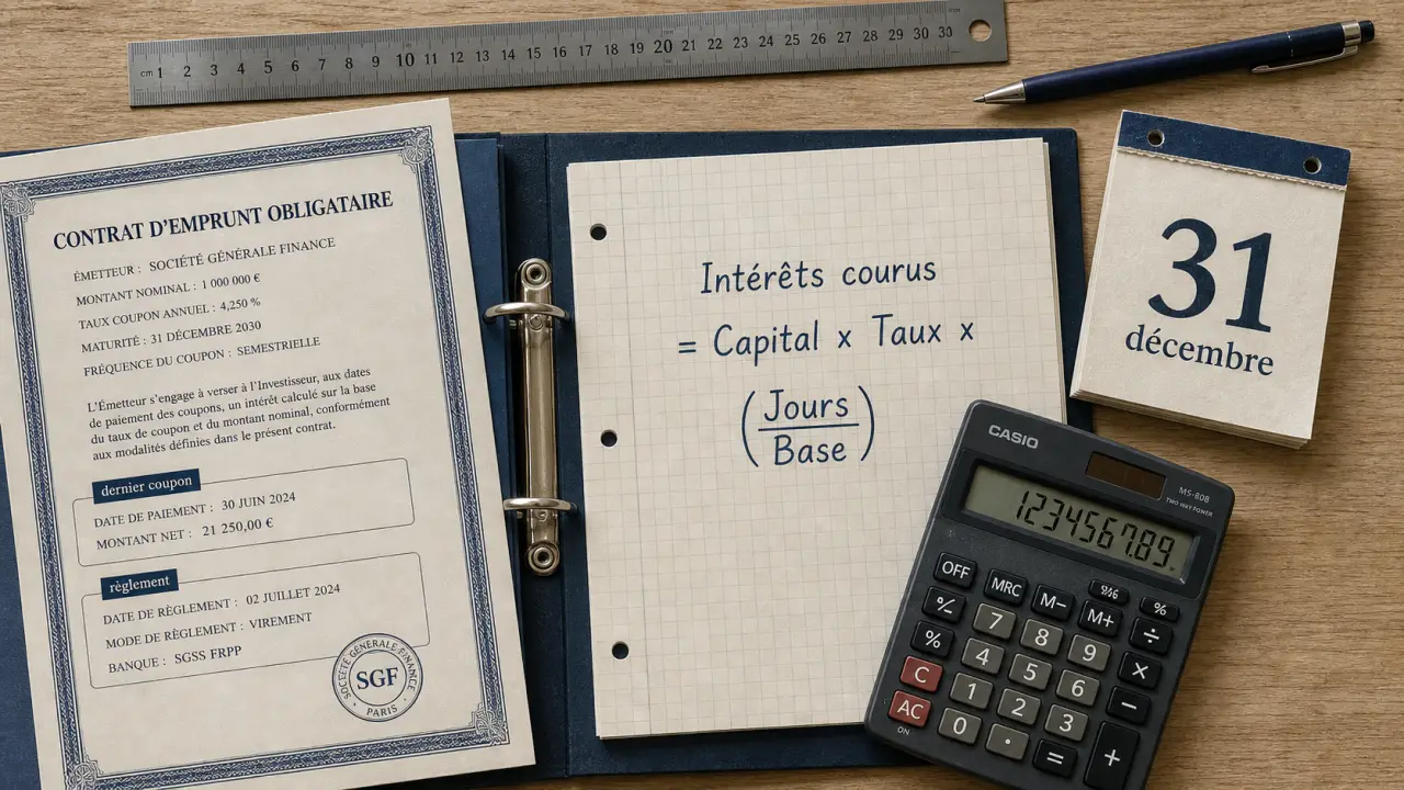 Interet courus : calcul intérêts sur 90 jours, coupon couru