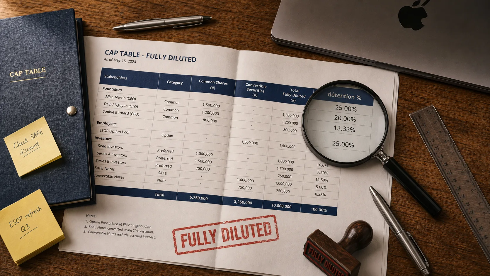 Table de capitalisation : dilution BSPCE et erreurs de levée de fonds