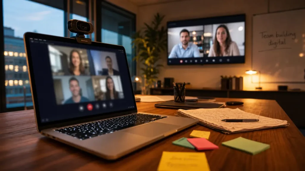 Team building digital en visio dans un bureau
