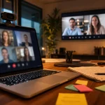 Team building digital en visio dans un bureau