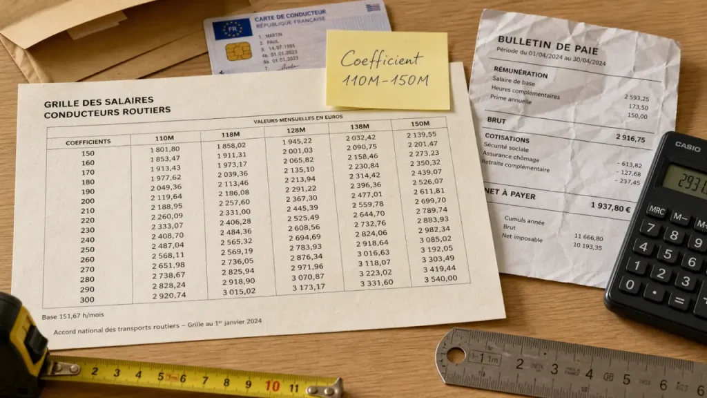Coefficient chauffeur routier : comment lire 110M, 128M et 150M, de 169 h à 200 h ?