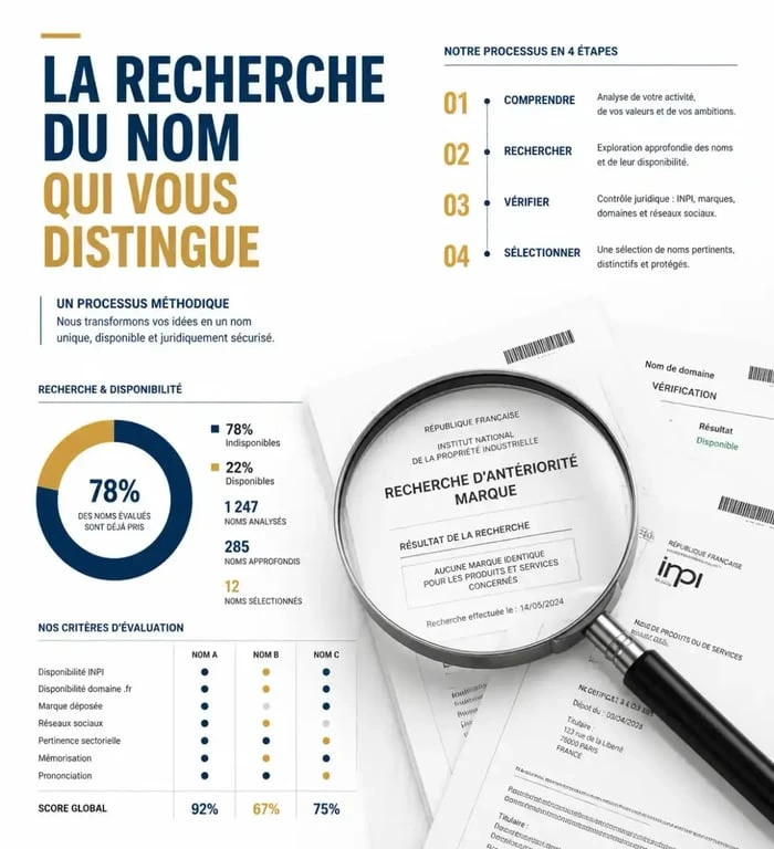 Processus de vérification de la disponibilité d'un nom d'entreprise avant création