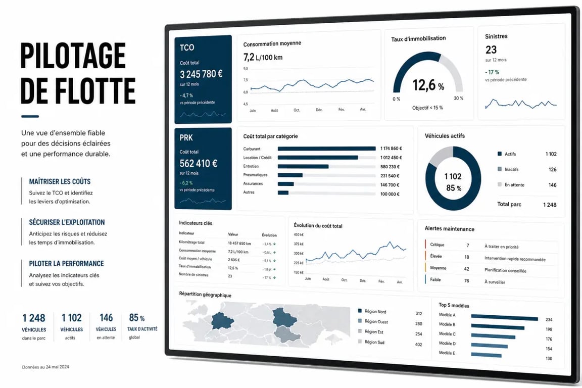 Optimiser la gestion de flotte automobile pour les entreprises : tableau de bord KPI TCO et PRK