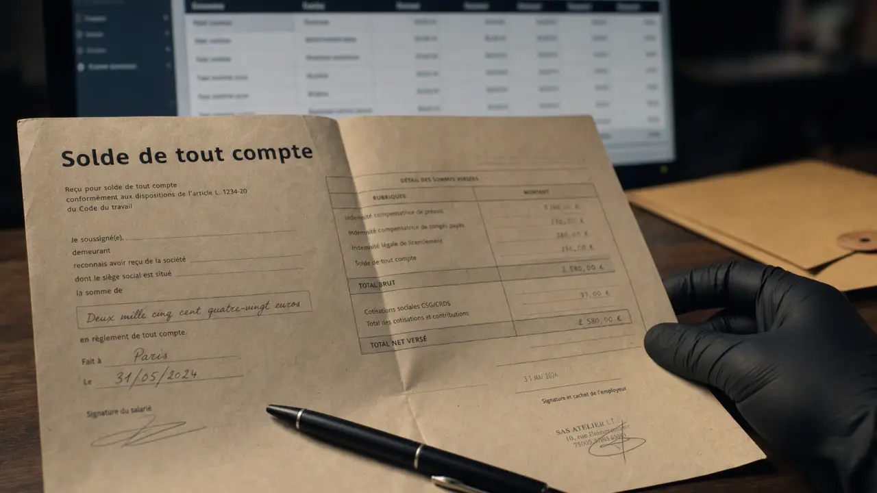 Montant solde de tout compte : reçu à vérifier