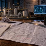 Bureau d etude industrielle : plans techniques et simulation sur écran