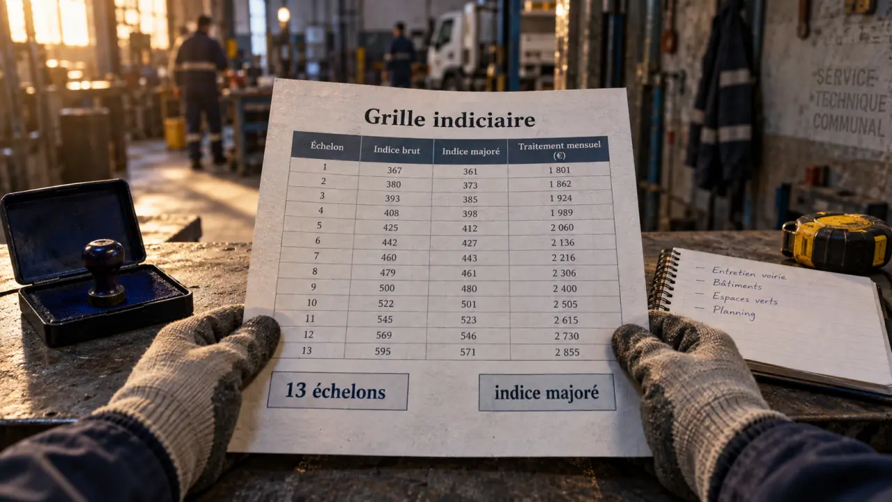 Grille agent de maitrise : 13 échelons et indice majoré