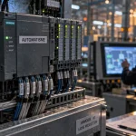 Automatisme industriel : automate PLC et supervision sur écran en salle de contrôle