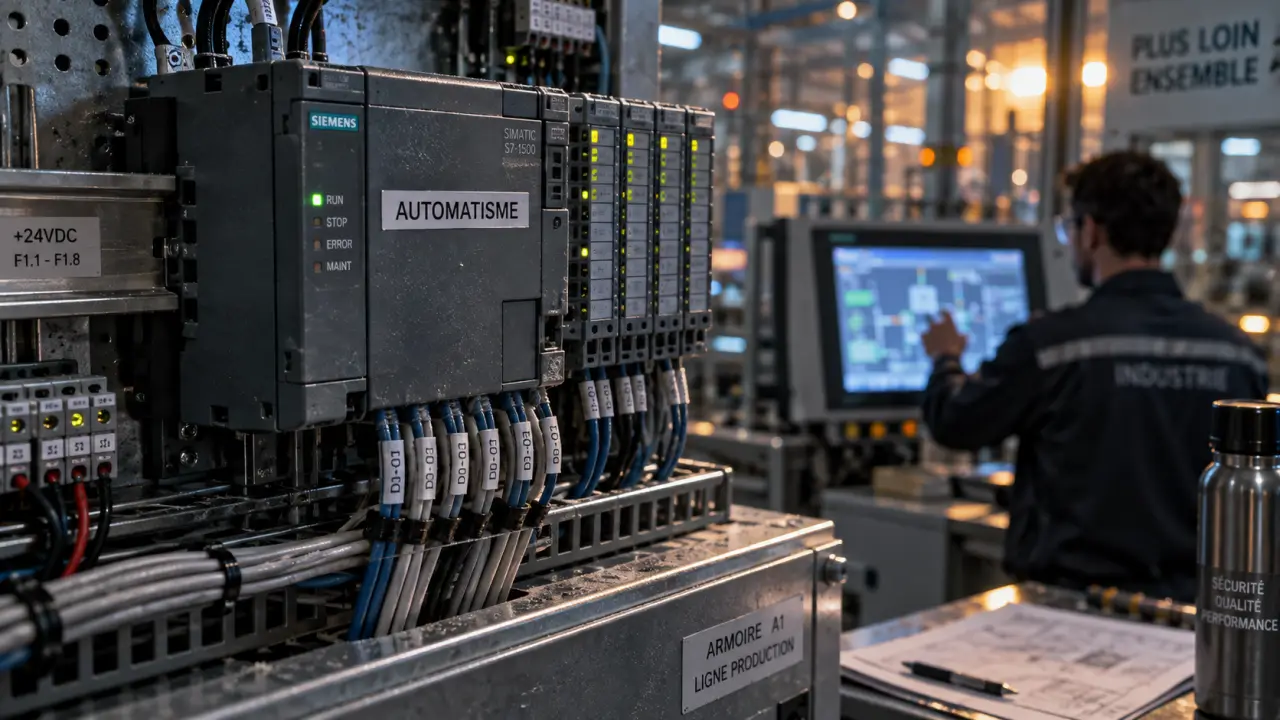 Automatisme industriel : automate PLC et supervision sur écran en salle de contrôle