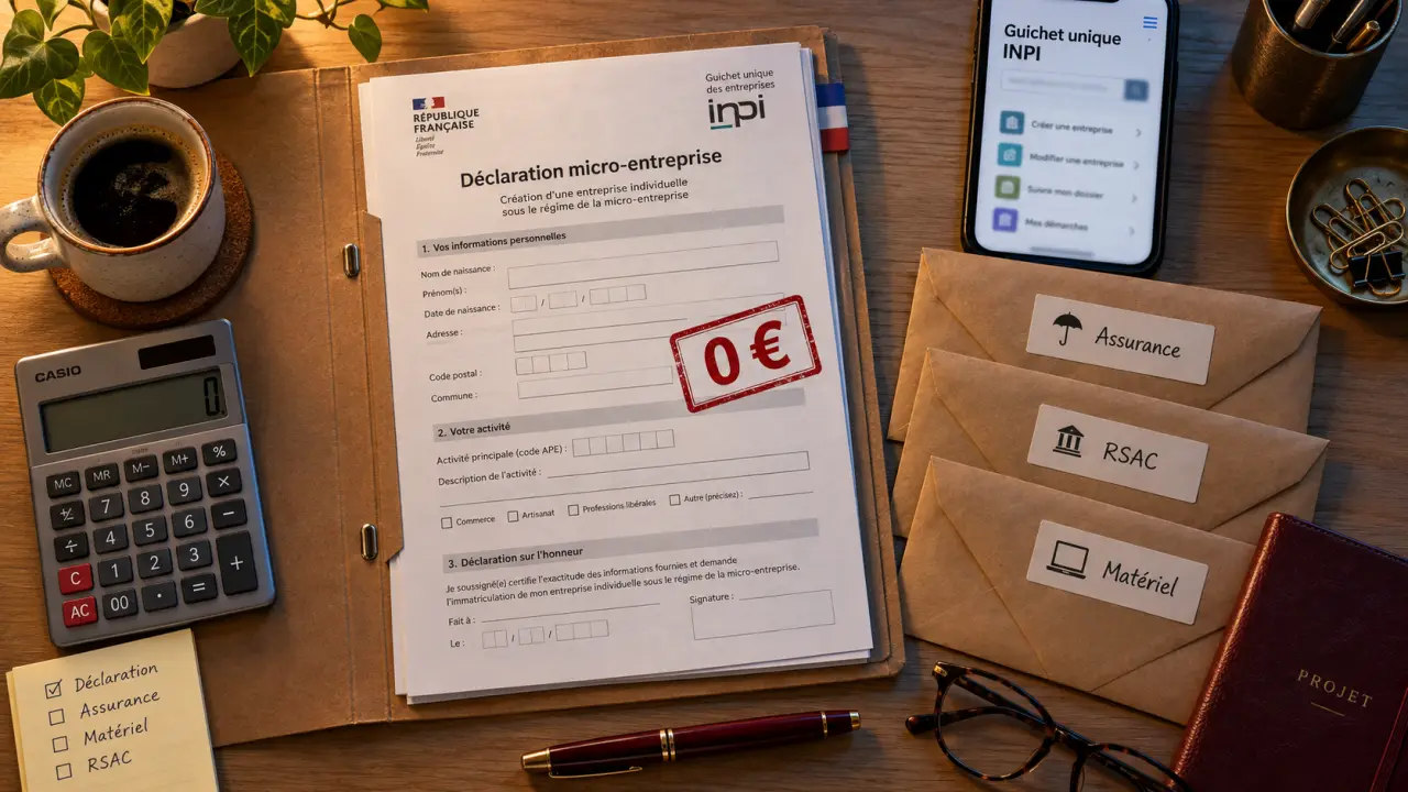 Coût ouverture micro-entreprise gratuit : démarches INPI